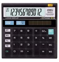 Калькулятор настольный компактный Deli E39231, 12-р, дв.пит., 129x129мм,черный