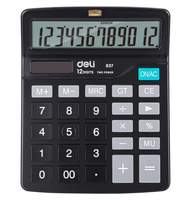 Калькулятор настольный компактный Deli E837, 12-р, дв.пит., 148x120мм, черный