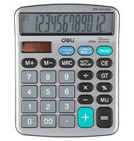 Калькулятор настольный компактный Deli EM19810, 12-р,дв.пит,153x120.5мм,мет,срб