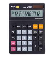 Калькулятор настольный полноразмерный Deli EM01420, 12-р,дв.пит, 180х126мм,чер