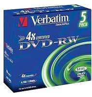 Диски Verbatim DVD-RW 4,7 Гб 4*Jewel/5 43285