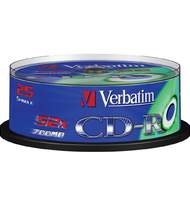 Диск CD-R Verbatim 700Mb, 52х, carebox/25шт, записываемый