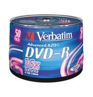 Диск DVD-R Verbatim 4,7Gb, 16х, cakebox/50шт, записываемый