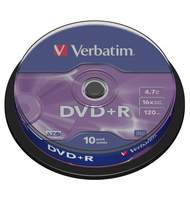Диск DVD-R Verbatim 8,5GB, 8х, cakebox/10шт, записываемый
