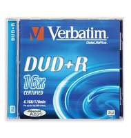 Диск DVD+R Verbatim 4,7Gb, 16х, Jewel/1шт, записываемый