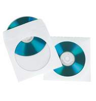 Конверты Hama для CD/DVD, бумажные с прозрачным окошком, белый, 25 шт/уп