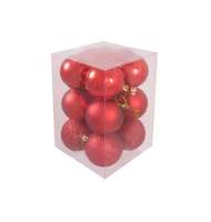 Набор из 12-ти пластиковых шаров, 5 см, цвет-красный