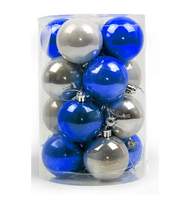Набор из 16-ти пластиковых шаров, 4 см, цвет серебряный, синий. 