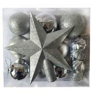Набор новогодних украшений, 20 шт, цвет-серебряный 