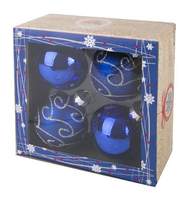 Игрушка елочная шар из стекла набор из 4 штук Синий / 6см 