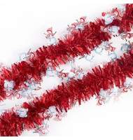 Мишура Красная со снеговиками из полиэтилена / 2Mx8см 