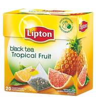 Чай Lipton Tropical Fruit, черный с ананасом и грейпфрутом, пирамидки, 20 пак/уп