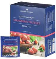 Чай Деловой Стандарт Strawberry pleasure черный с клубникой, 100 пакx2гр