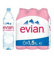 Вода минеральная Evian ПЭТ 1,5 л негаз. 6 шт/уп
