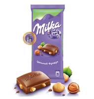 Шоколад Milka плитка молоч.с цельным.фунд. 90г