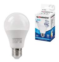 Лампа светодиодная SONNEN, 15(130)Вт, цоколь Е27,груша,нейтральный белый,30000ч,LED A65-15W-4000-E27