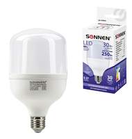Лампа светодиодная SONNEN, 30(250)Вт, цоколь Е27, цил-р,холодный бел,30000ч,LED Т100-30W-6500-E27