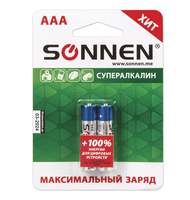 Батарейка Sonnen, AAA (LR03), комплект 2 шт., супералкалиновые, в блистере, 1,5 В