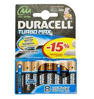 Батарейка DURACELL Turbo Max AAA/LR03 алкалин. бл/8