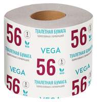 Бумага туалетная Vega, 1-слойная, 56 м/рул., на втулке, с перф., серая, 48 шт/уп