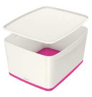 Короб Leitz MyBox с крышкой, большой, белый/розовый