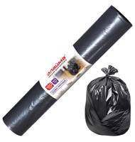 Мешки для мусора 160 л, черные, в рулоне 10 шт., ПВД, 100 мкм, 90х110 см, особо прочные, Лайма