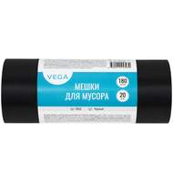 Мешки для мусора 180л Vega ПВД, 80*106см, 25мкм, 20шт., черные, в рулоне