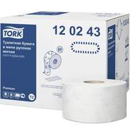 Бумага туалетная Tork Premium T2 Mini Jumbo, 2-слойная, 170м, мягкая, без тиснения, белая 120243