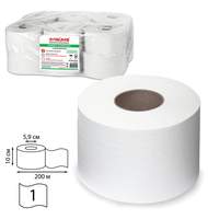 Бумага туалетная Лайма КЛАССИК (Система T2) 1-слойная 12 рулонов по 200 метров, цвет белый