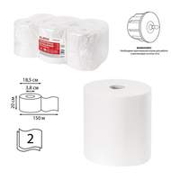 Полотенца бумажные рулонные 150м, LAIMA (H1) PREMIUM, 2-сл, белые, КОМПЛЕКТ 6 рулонов