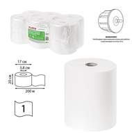 Полотенца бумажные рулонные 200м, LAIMA (H1) ADVANCED, 1-сл, белые, КОМПЛЕКТ 6 рулонов