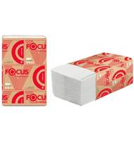 Салфетки бумажные диспенсерные Focus Premium (V-сл), 2-сл., 200л/пач. 16,8*23см, тисн., белые