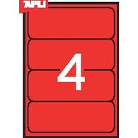 Этикетки для папок APLI, закругленные края, красные, 190*61 мм, 4 шт., 20 л