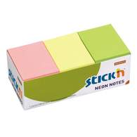Блок бумаги с клеевым краем для заметок STICK`N HOPAX, 38*51 мм, 12 блоков по 100 л, 3 неоновых цвета