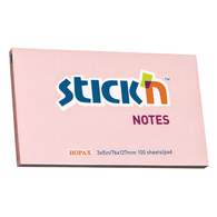 Бумага для заметок с клеевым краем STICK`N HOPAX, 76*127 мм, розовый, 100 л