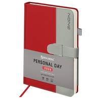 Ежедневник датированный 2026, А5, 138х213 мм, BRAUBERG "Esthetic", под кожу, держатель для ручки, застежка, красный/серый