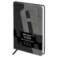 Ежедневник датированный 2026, А5, 138x213 мм, BRAUBERG "Assistant", под кожу, держатель, черный