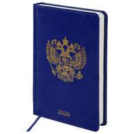 Ежедневник датированный 2026 А5 138х213 мм, BRAUBERG "State", под кожу, синий