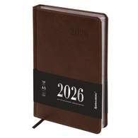 Ежедневник датированный 2026, А5, 138х213 мм, BRAUBERG "Impression", под кожу, коричневый