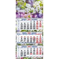 Календарь настенный 3-х блочный ,2023,Весен.цвет,3 спир,офс,310х680,4523002