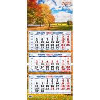 Календарь настенный 3-х блочный ,2023,Осень зол.,3 спир,офс,310х680,КБ12-23