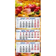 Календарь настенный 3-х блочный 2024, Краски осени, 3 спир, оф, 310х680