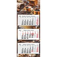 Календарь настенный 3-х блочный 2024, ПРЕМ ТРИО Кофе, офс, 340х840