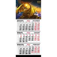 Календарь настенный 3-х блочный Трио Стандарт, 2024, 295х710, Зол дракон 