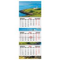 Календарь квартальный 2026 г., 3 блока, 3 гребня, бегунок, мелованная бумага, BRAUBERG EXTRA, 