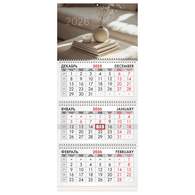 Календарь квартальный на 2026 г., 3 блока, 3 гребня, бегунок, мелованная бумага, BRAUBERG, 