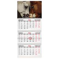 Календарь квартальный на 2026 г., 3 блока, 3 гребня, бегунок, мелованная бумага, BRAUBERG, 