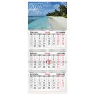 Календарь квартальный на 2026 г., 3 блока, 3 гребня, бегунок, мелованная бумага, BRAUBERG, 