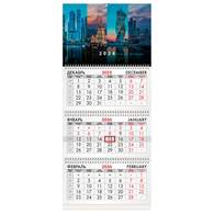 Календарь квартальный на 2026 г., 3 блока, 3 гребня, бегунок, мелованная бумага, BRAUBERG, 