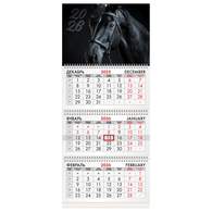 Календарь квартальный на 2026 г., 3 блока, 3 гребня, бегунок, мелованная бумага, BRAUBERG, 